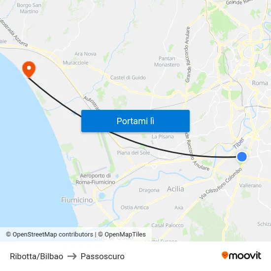 Ribotta/Bilbao to Passoscuro map