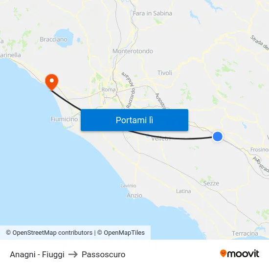 Anagni - Fiuggi to Passoscuro map