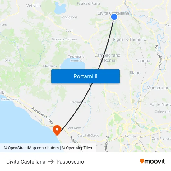 Civita Castellana to Passoscuro map
