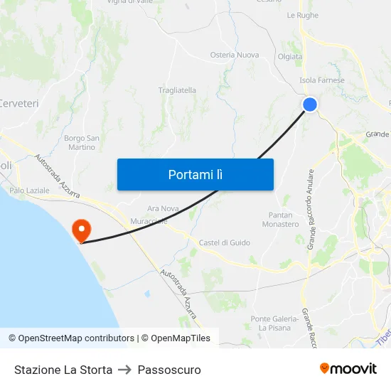 Stazione La Storta to Passoscuro map