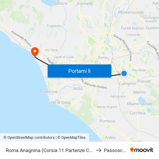 Roma Anagnina (Corsia 11 Partenze Cotral) to Passoscuro map
