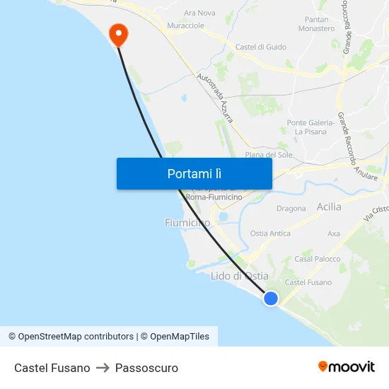 Castel Fusano to Passoscuro map