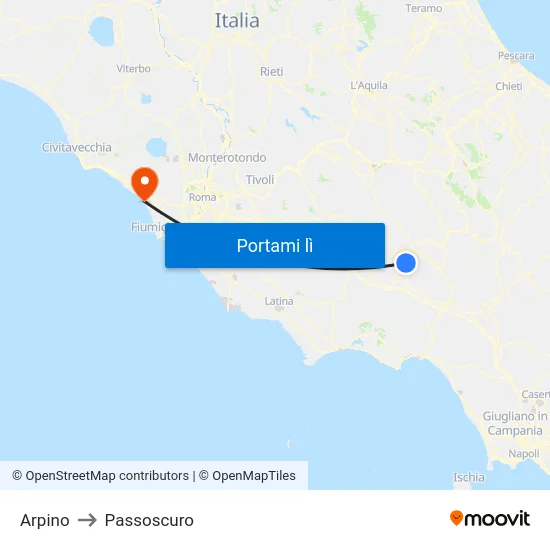 Arpino to Passoscuro map