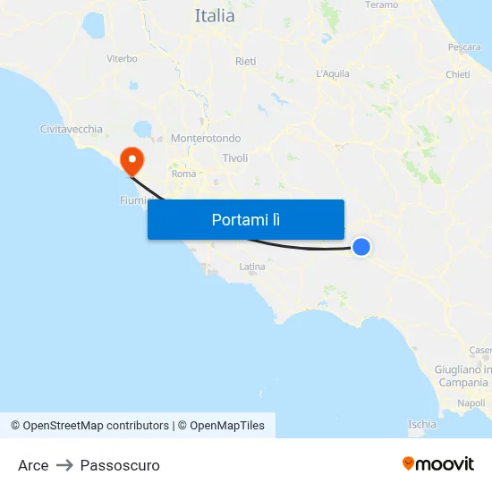 Arce to Passoscuro map