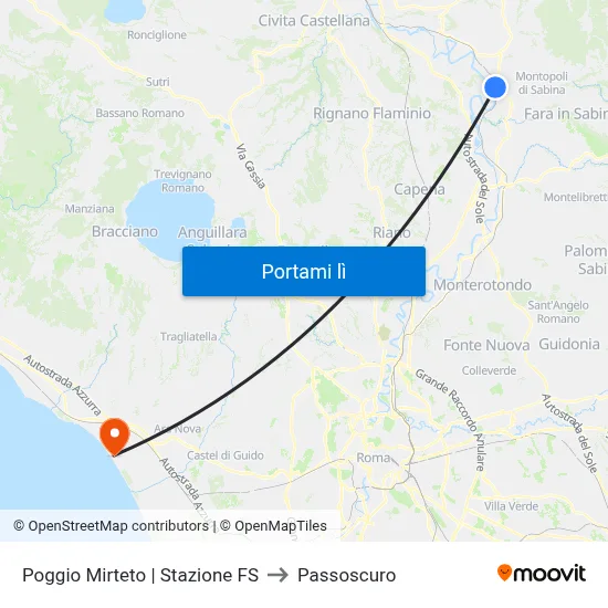 Poggio Mirteto | Stazione FS to Passoscuro map