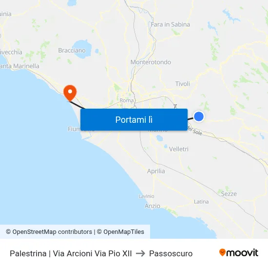 Palestrina | Via Arcioni Via Pio XII to Passoscuro map