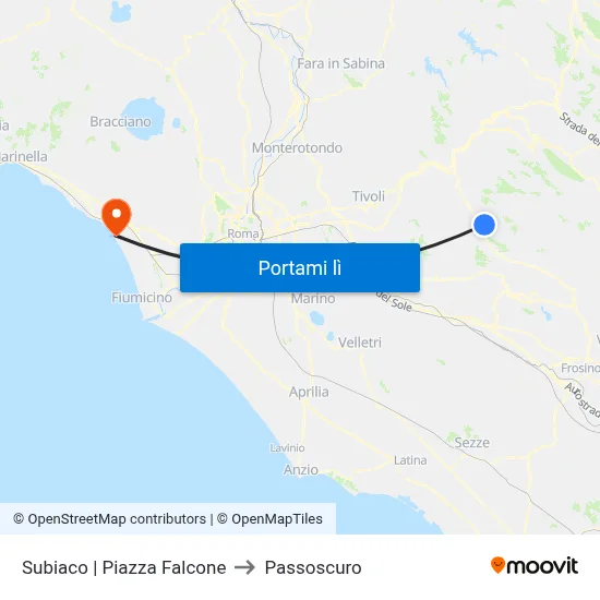 Subiaco | Piazza Falcone to Passoscuro map