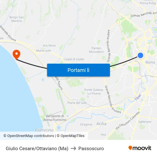Giulio Cesare/Ottaviano (Ma) to Passoscuro map