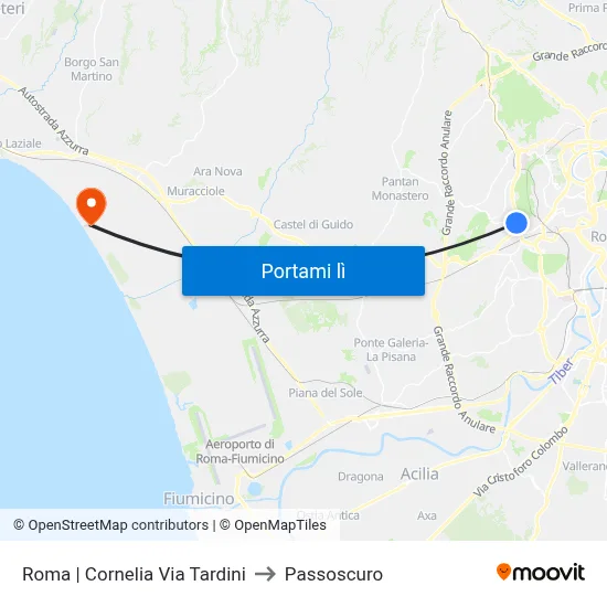 Roma | Cornelia Via Tardini to Passoscuro map