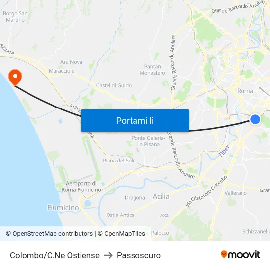 Colombo/C.Ne Ostiense to Passoscuro map