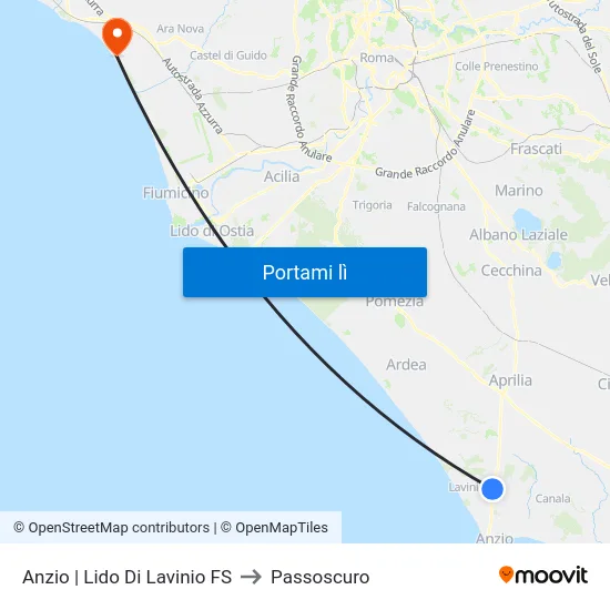 Anzio | Lido Di Lavinio FS to Passoscuro map