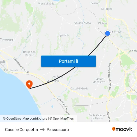 Cassia/Cerquetta to Passoscuro map