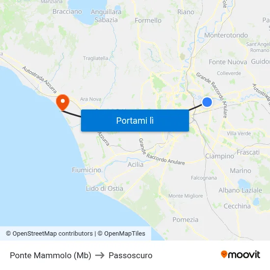 Ponte Mammolo (Mb) to Passoscuro map