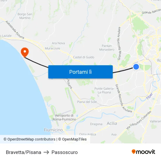 Bravetta/Pisana to Passoscuro map