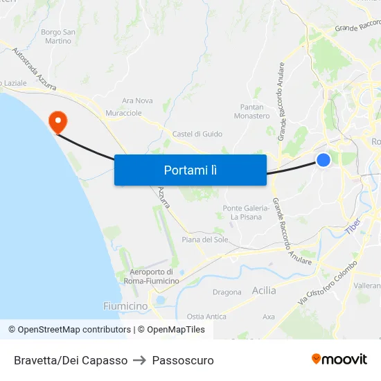 Bravetta/Dei Capasso to Passoscuro map