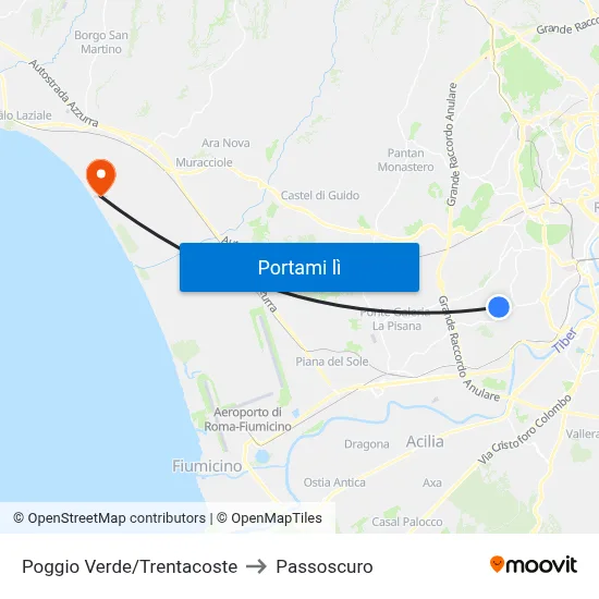 Poggio Verde/Trentacoste to Passoscuro map