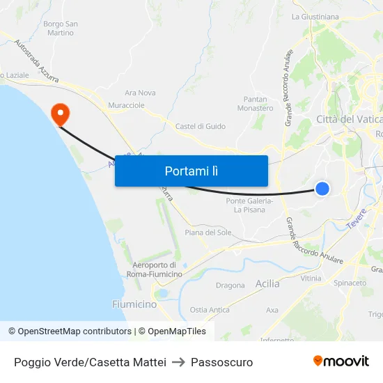 Poggio Verde/Casetta Mattei to Passoscuro map