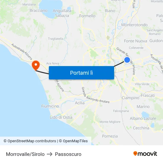 Morrovalle/Sirolo to Passoscuro map