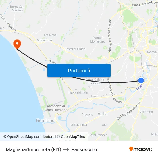 Magliana/Impruneta (Fl1) to Passoscuro map