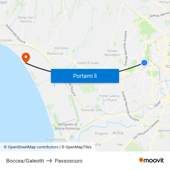 Boccea/Galeotti to Passoscuro map
