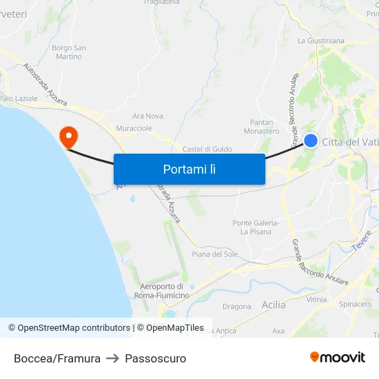 Boccea/Framura to Passoscuro map