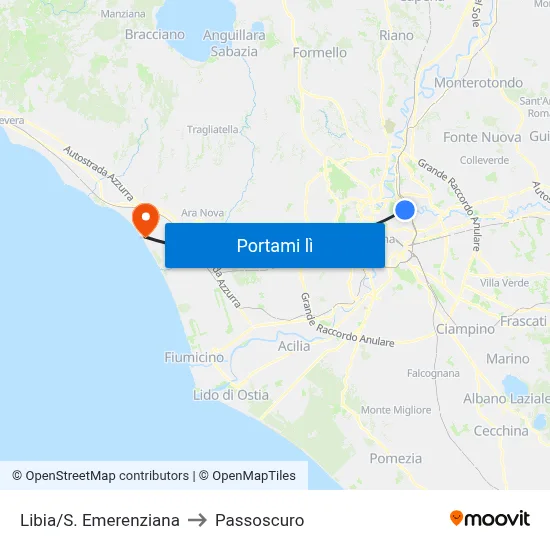 Libia/S. Emerenziana to Passoscuro map