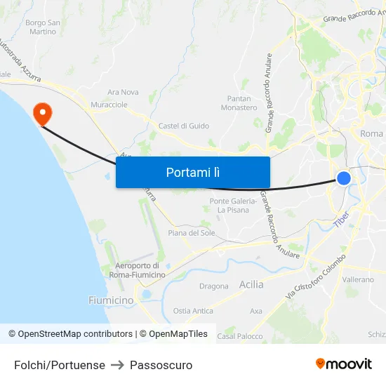 Folchi/Portuense to Passoscuro map