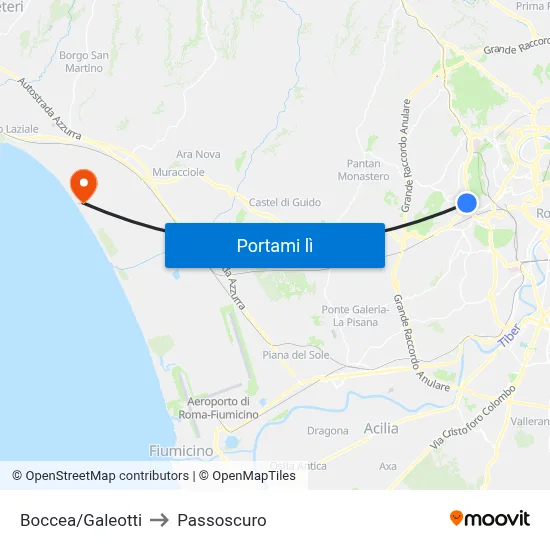 Boccea/Galeotti to Passoscuro map