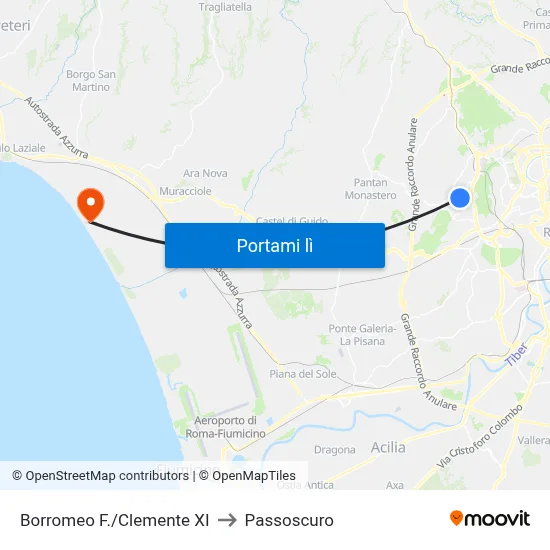 Borromeo F./Clemente XI to Passoscuro map