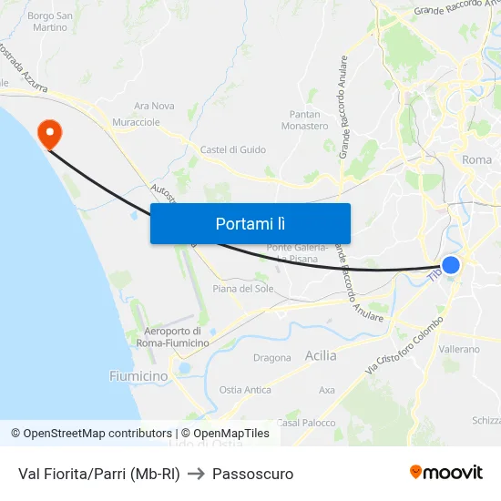 Val Fiorita/Parri (Mb-Rl) to Passoscuro map