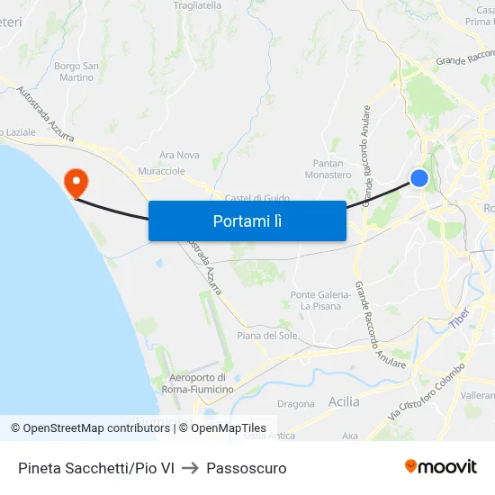 Pineta Sacchetti/Pio VI to Passoscuro map