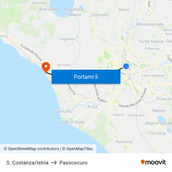 S. Costanza/Istria to Passoscuro map