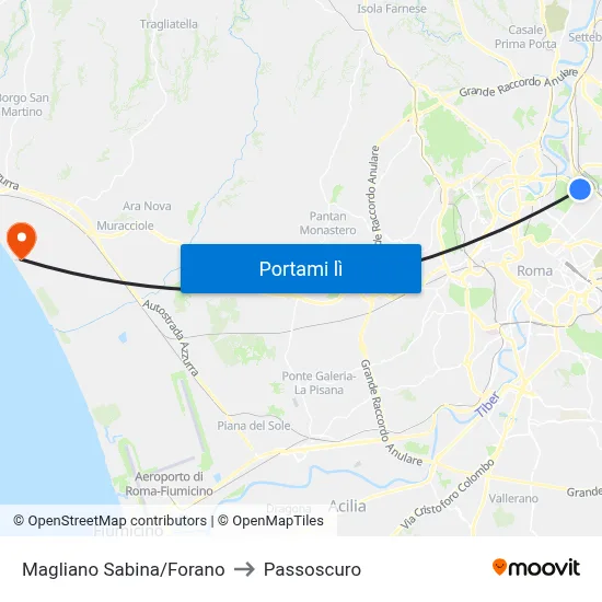 Magliano Sabina/Forano to Passoscuro map