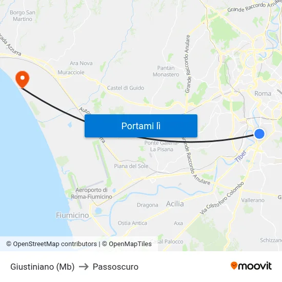 Giustiniano (Mb) to Passoscuro map