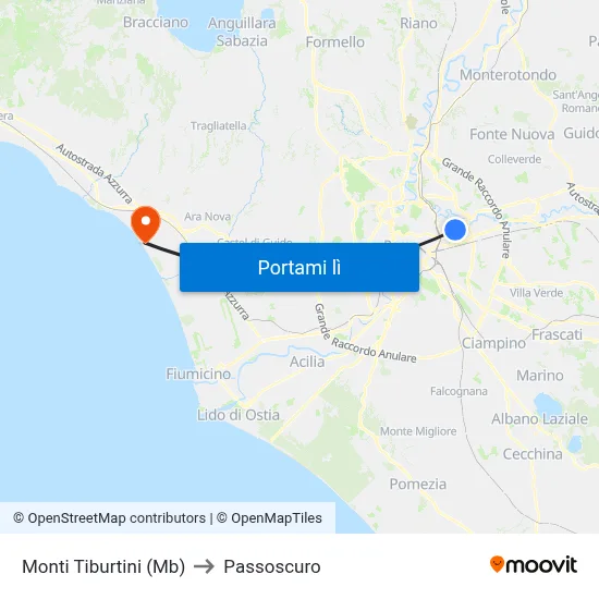 Monti Tiburtini (Mb) to Passoscuro map