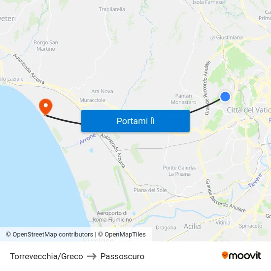 Torrevecchia/Greco to Passoscuro map