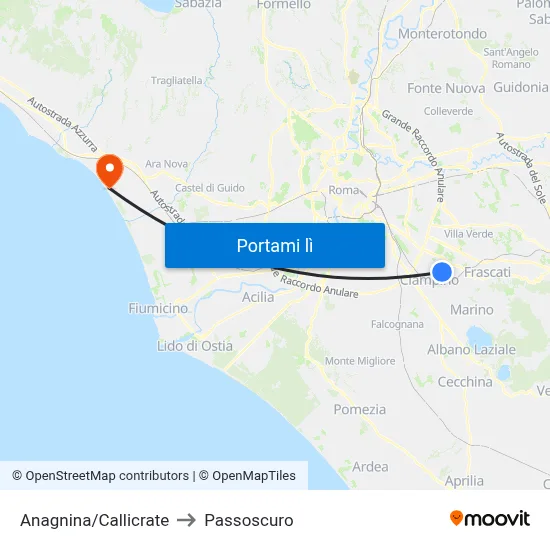 Anagnina/Callicrate to Passoscuro map