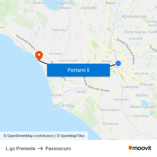 L.go Preneste to Passoscuro map