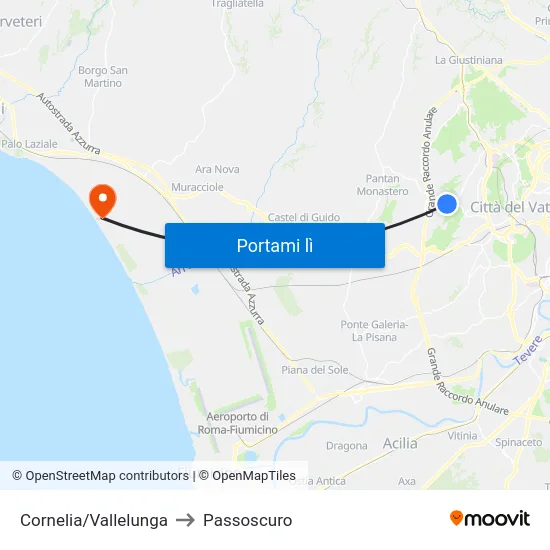 Cornelia/Vallelunga to Passoscuro map