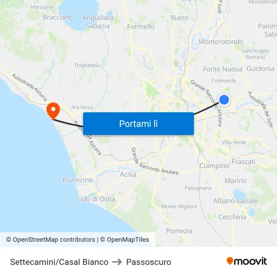 Settecamini/Casal Bianco to Passoscuro map