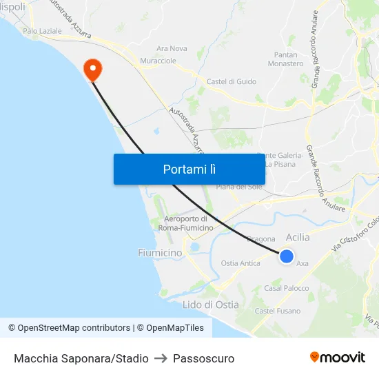 Macchia Saponara/Stadio to Passoscuro map
