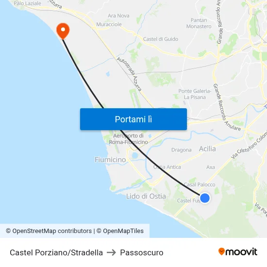 Castel Porziano/Stradella to Passoscuro map