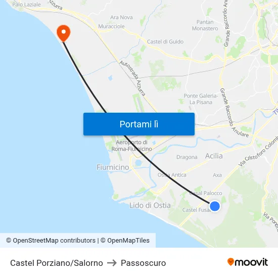 Castel Porziano/Salorno to Passoscuro map