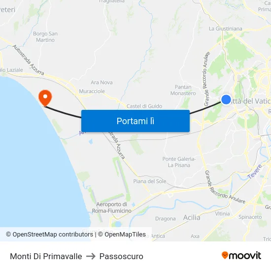 Monti Di Primavalle to Passoscuro map