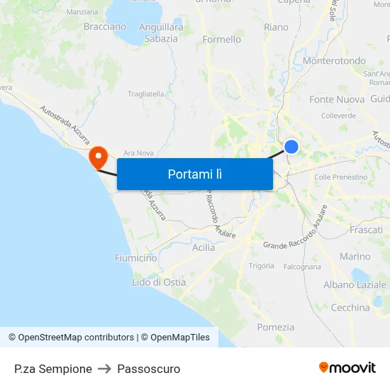 P.za Sempione to Passoscuro map