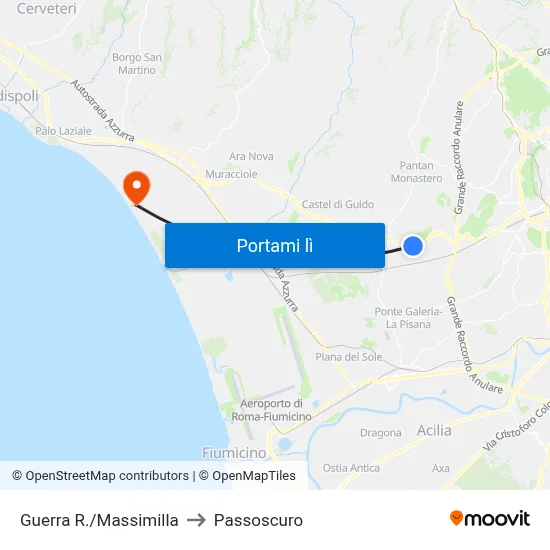 Guerra R./Massimilla to Passoscuro map