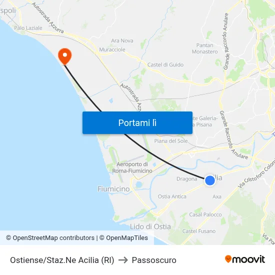 Ostiense/Staz.Ne Acilia (Rl) to Passoscuro map