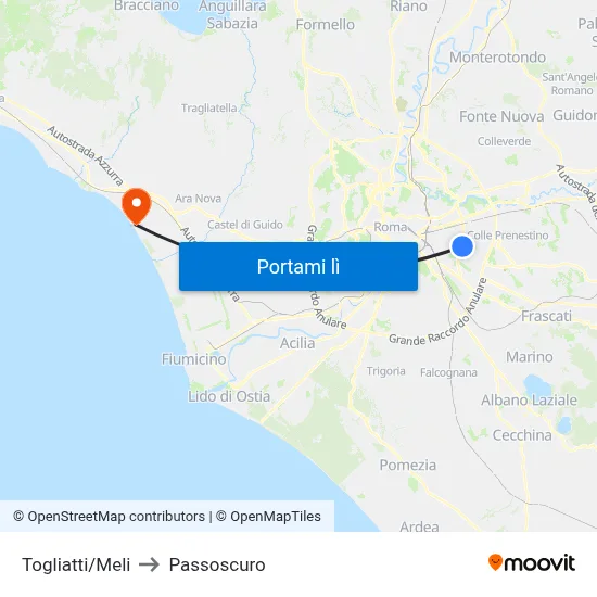 Togliatti/Meli to Passoscuro map