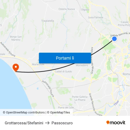 Grottarossa/Stefanini to Passoscuro map