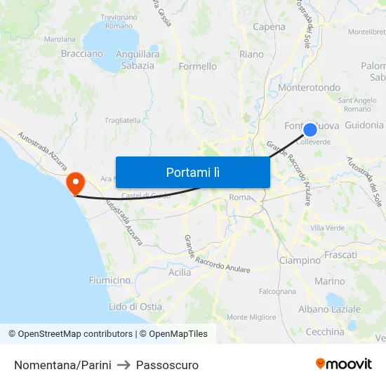 Nomentana/Parini to Passoscuro map